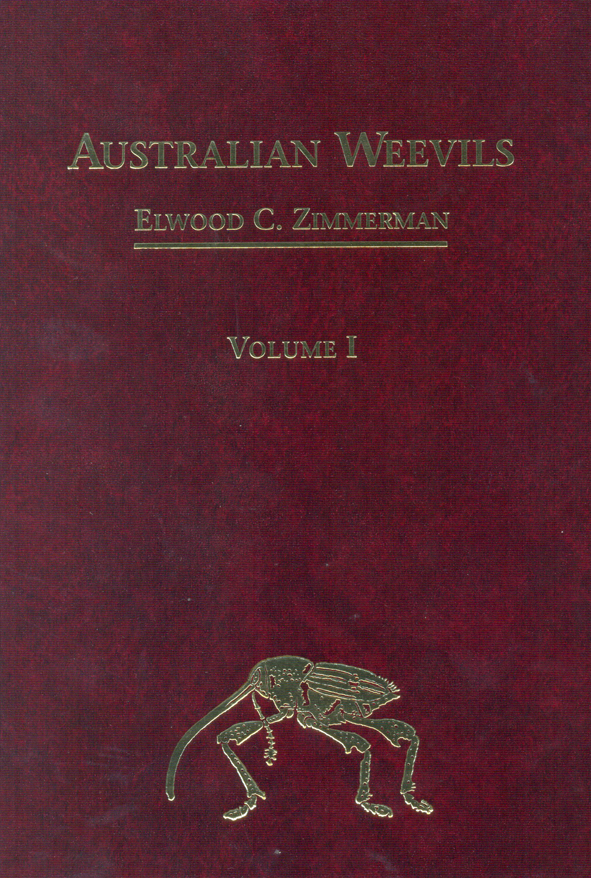 The cover image featuring a plain burgundy cover with gold writing, with a small gold weevil in the bottom center.