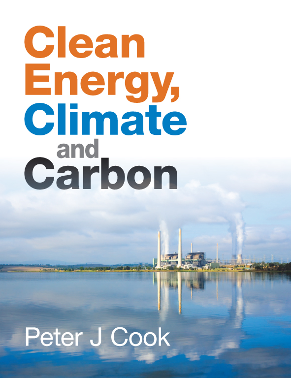 The cover image of Clean Energy, Climate and Carbon, featuring a working power plant viewed over water from a distance.