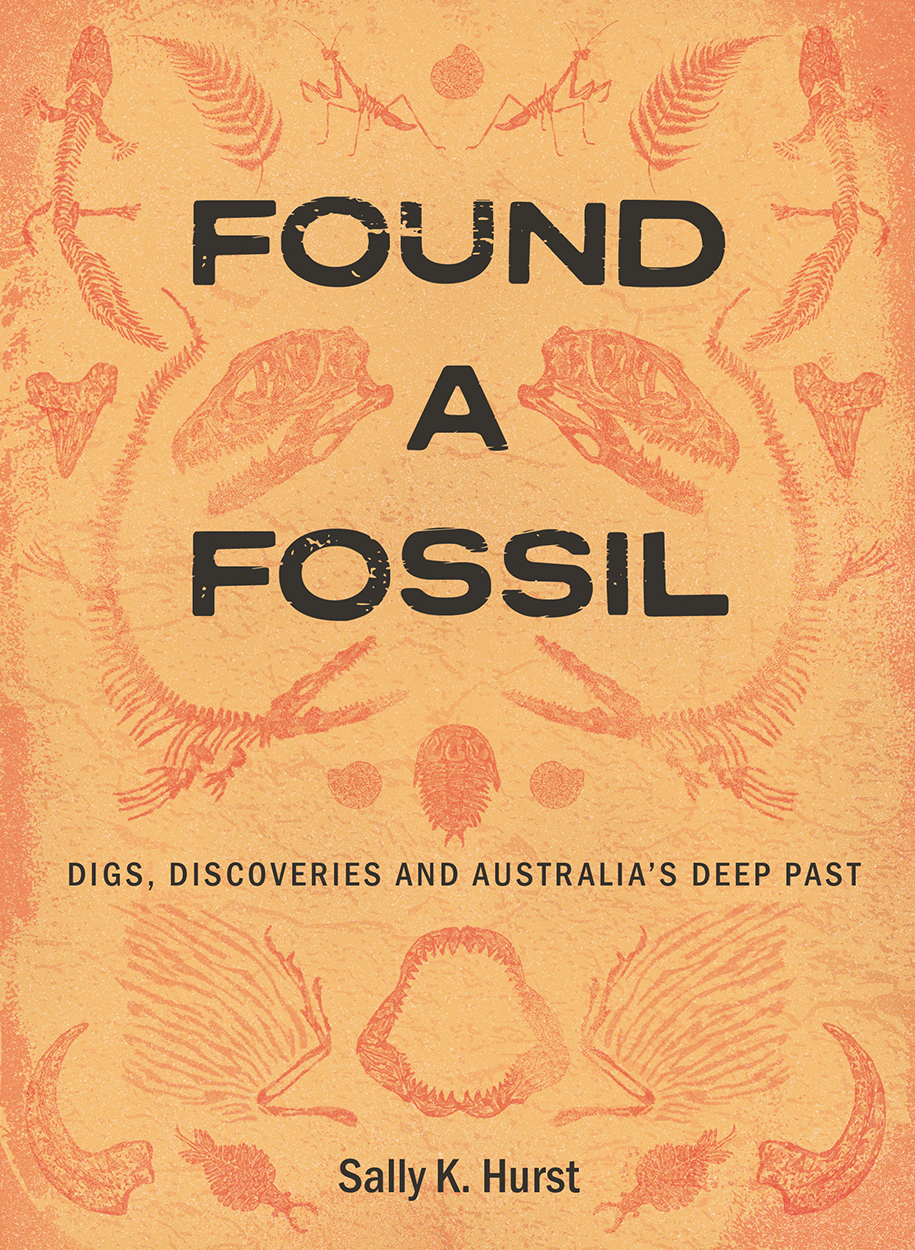 Cover of 'Found a Fossil', featuring artistically arranged illustrations of different fossils.