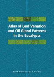 Cover image featuring a aqua and dark blue close up image of a leaf, with