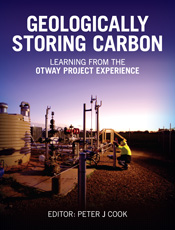 Cover of 'Geologically Storing Carbon', showing a technician wearing hi-vi